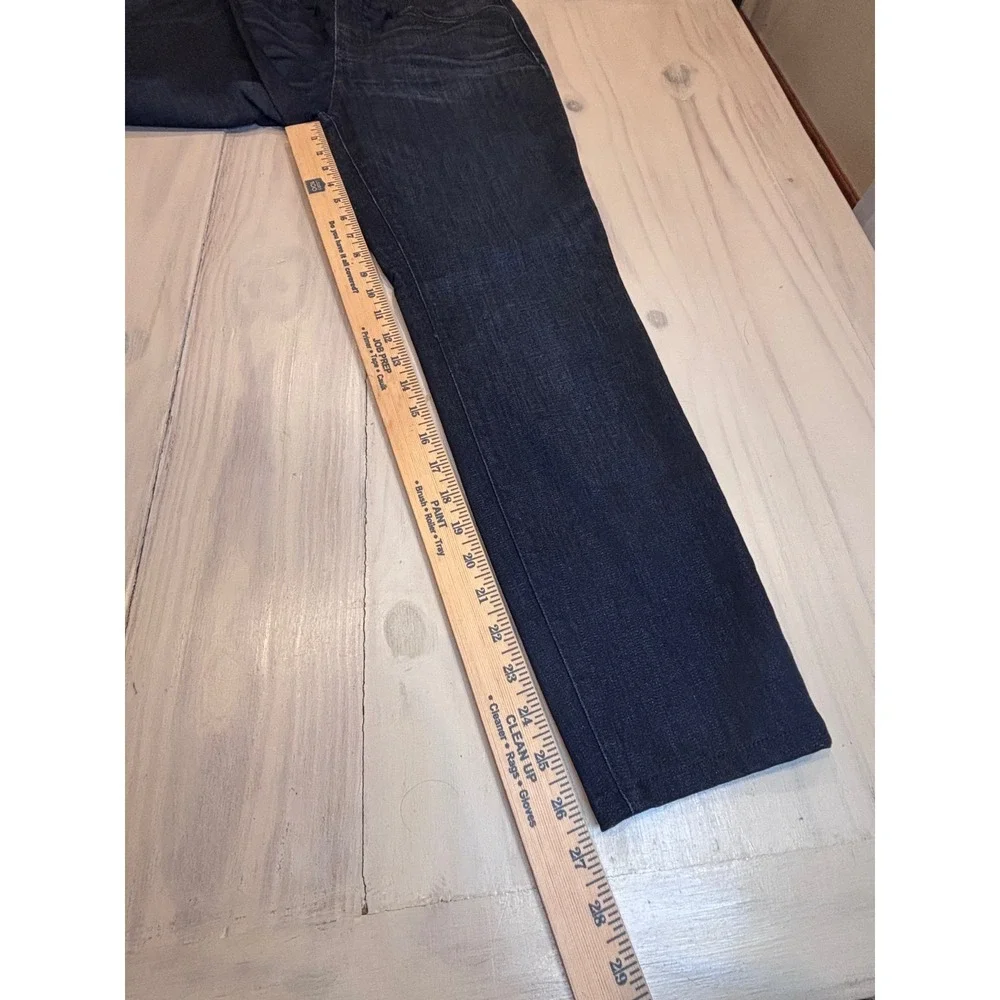 Eileen Fisher Women's Dark Wash Pull On Slim Straight Jeans Blue Sz M Minimalist